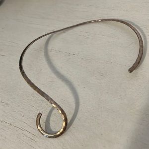 Old pawn vtg sterling silver 925 Mexico hammered choker necklace signed taxco